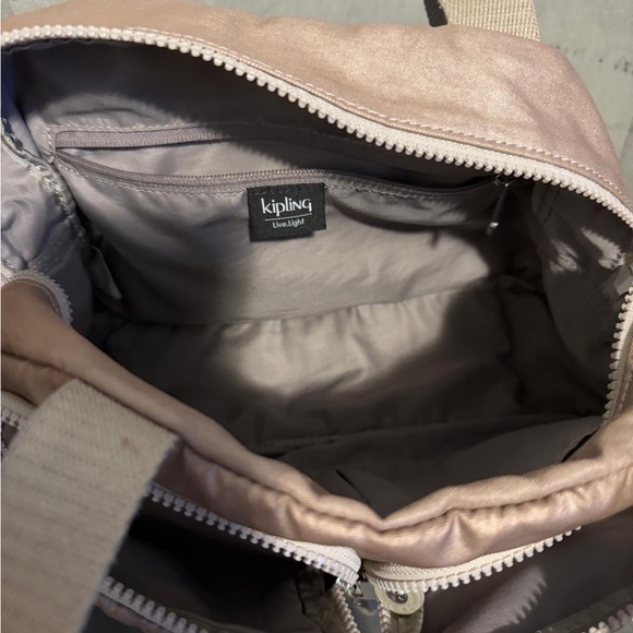 Kipling  Metallic Glow Golden with Light Tone Rose Backpack and Bag Set - Picture 9 of 13